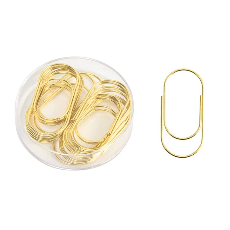 Supfoxer Gold Paper Clips, 20pcs 50mm 1.97" Jumbo Fat Wide Paper Clips Non-Skid Smooth Finish Steel Wire Medium Office Supply Accessories - Image 1